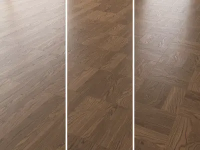 Parquet Oak Black Walnut Brushed set 3 3D model