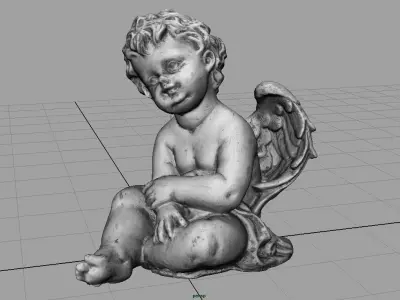 Angel statue of baby Low-poly 3D model