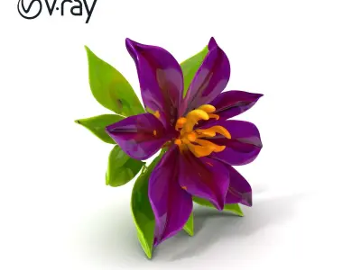 Vibrant Purple Flower D Model Pack Low-poly 3D model