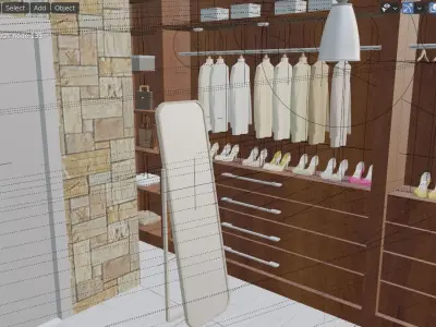 Clothes room Low-poly 3D model