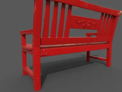 Metal Bench Low-poly 3D model