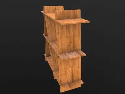 Book Shelf AR VR PBR  Lowpoly with game ready 3d Model Low-poly 3D model