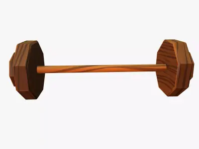 Cartoon Wooden Barbell Low-poly 3D model