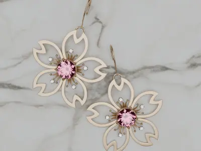 Sakura Glint Blossom of Balance 3D model earrings 3D model