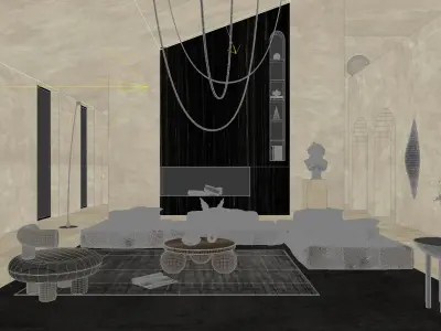 Living Room Interior Scene 3D model