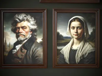 Vintage paintings Low-poly 3D model