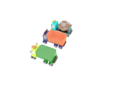 collection of cars Low-poly 3D model