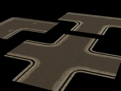 low poly textured roads pack Low-poly 3D model