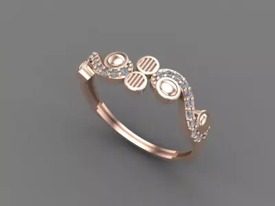 Womens Diamond Signet Ring Women Rings 3dmodels 3D print model 3D print model 50