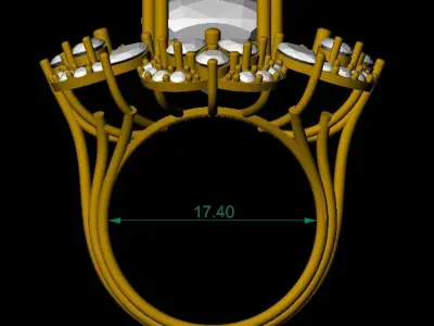 Luxury Sapphire and Diamond Cluster Gold Ring   JEWELRY 3D print model