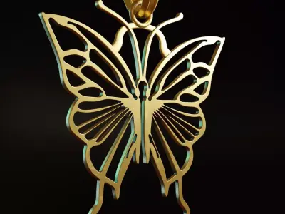 Butterfly Stylized Pendant Amulet Necklace Design 3D print model