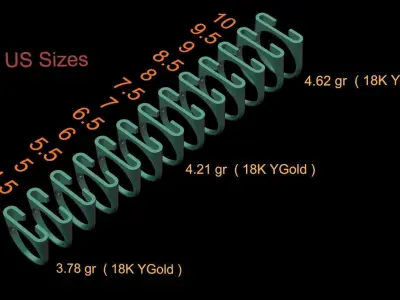 alphabet ring letter C 3D print model
