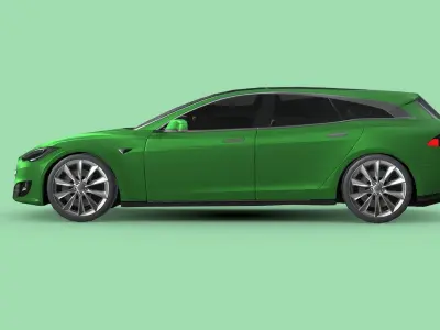 Tesla Model S Shooting Brake 2019 Low-poly 3D model