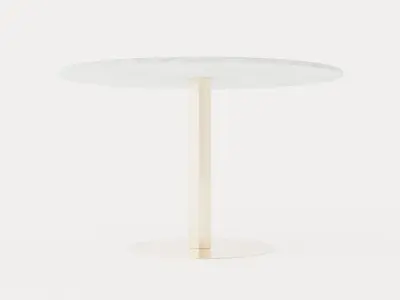 Capri Dining Table 120 Cm Around Marble White Brushed Brass Low-poly 3D model