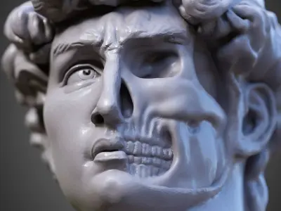 Statue of David Bust with Skull exposed 3D print model
