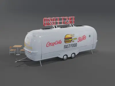 Wite Fast Food Trailer 3D model