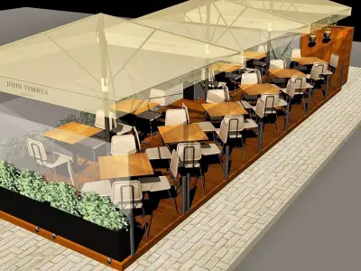 Coffee shop terrace 3D model