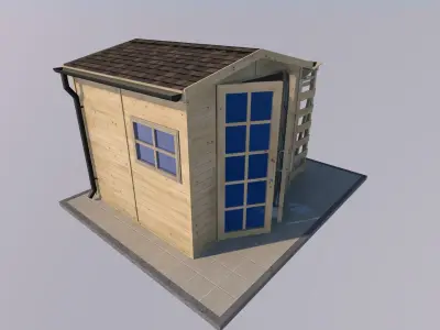garden house with woodshed 3D model