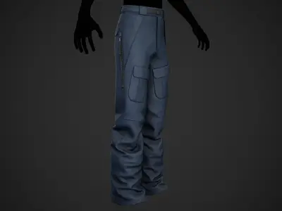 Blue Snowboard Pants Style 3 Low-poly 3D model