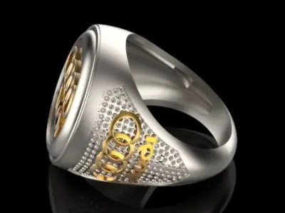 Audi man ring Silver Gold  Print 3D print model