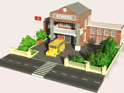 School 3D Design Low-poly 3D model