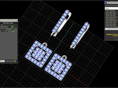 Square earring model 494 3D print model