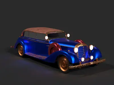 Chinese blue vintage car 3D model