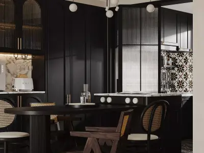 Luxury living room dining room interior scenes 16 3D model