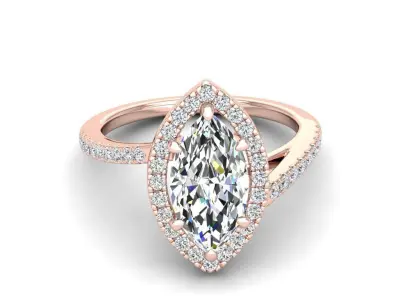 Engagement ring Vanessa marquise 3D print model