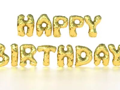 HAPPY BIRTHDAY BALLOONS Low-poly 3D model