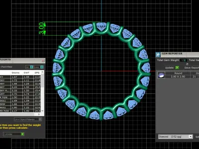 U Shaped Eternity Ring 2 point 9 mm stone size swiss 10 and EU50 3D print model