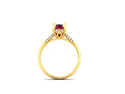 Solitaire Wedding Engagement Ring 3D print model 2