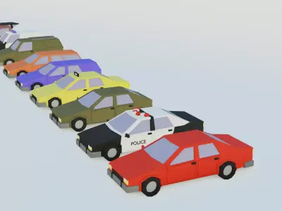 car collection low poly Free 3D model