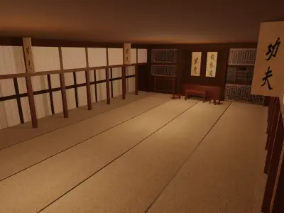Kung-Fu Hall Low-poly 3D model