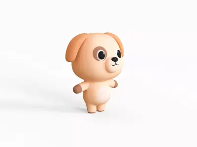 Cartoon Dog - Chubby Animal Rigged  Low-poly 3D model