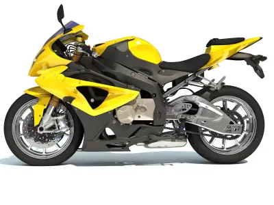 Yellow Sport Bike Racing Motorcycle 3D model
