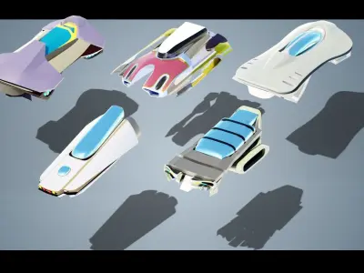 23  Simplistic Sci-Fi Flying Vehicles 3D Model Pack