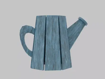 Rustic Watering Can Outdoor Flower Pot Holder Free low-poly 3D model