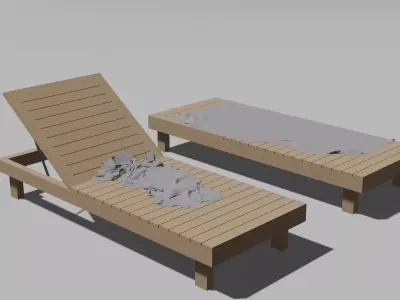 Sunlounger with Towels Free 3D model