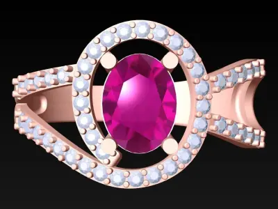 Oval Stone Ring - Womens Rings - GN101 3D print model