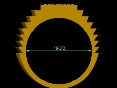 Gold Mens Ring with Diamond Grid   Jewelry  3D print model