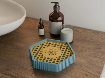  hexagonal soap dish STL 3D print model