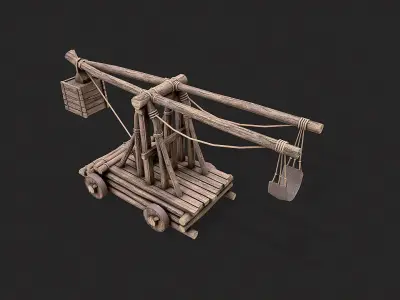 Medieval Siege Catapult 2 Low-poly 3D model
