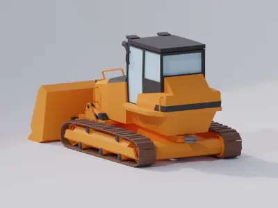 Low Poly Buldozer bulldozer Low-poly 3D model