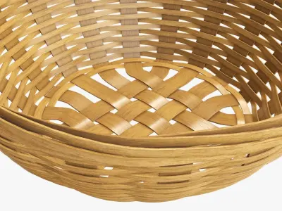 Wicker basket bowl with clipping path 2 medium brown 3D model