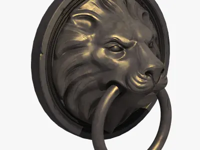 Lion Head Door Knocker Low-poly 3D model