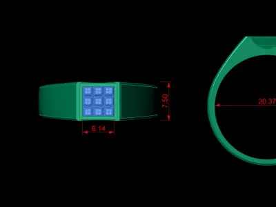 Diamond Signet Men Ring - Invisible Stone Setting 3D print model