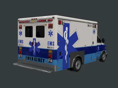 Vehicle Ambulance Rescue Truck Game Ready 02 Low-poly 3D model