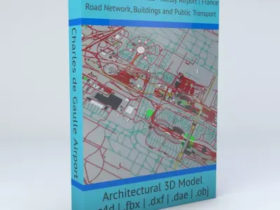 Paris Charles De Gaulle CDG Roissy Airport Roads Buildings PT 3D model