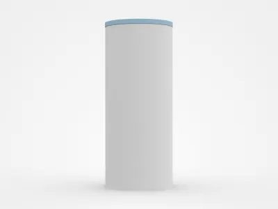 White Round Trash Bin With Light Blue Top 3D model
